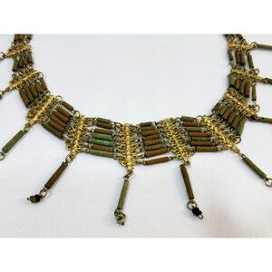Vintage 1960s Ladies Fashion Necklace Brass Copper with Natural Patina